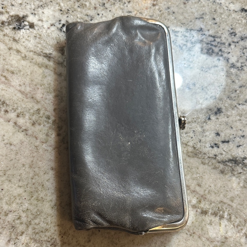 HOBO Gray Leather Clutch